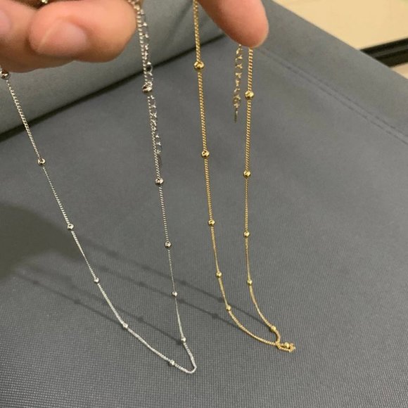 *NEW 925 Sterling Silver Simple Bead Necklace - Picture 4 of 11